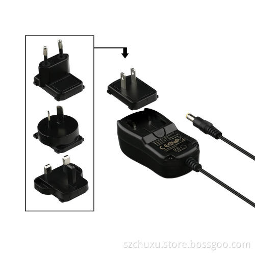 Wall Adapter with Convertible Plugs